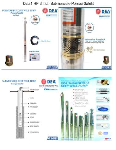 Dea 1 HP 3 Inch Submersible Pompa Satelit