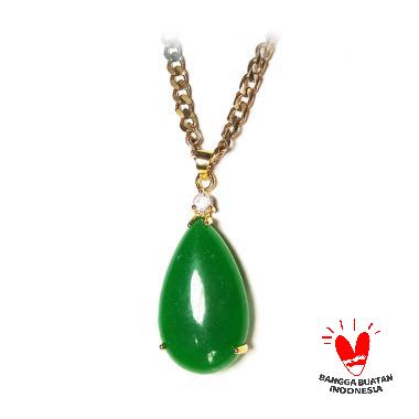 Vee Lilitan Kristal Swarovski Batu Giok Liontin - Hijau HIJAU