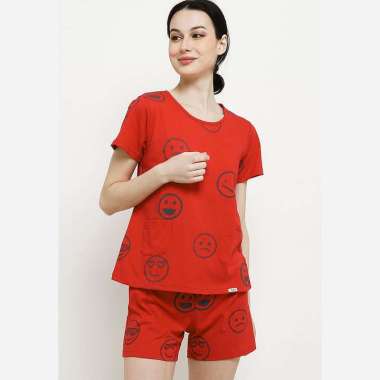 Puppy Pyjama Short Sleeve Short Pants Pocket Sleepwear Wanita Depred L