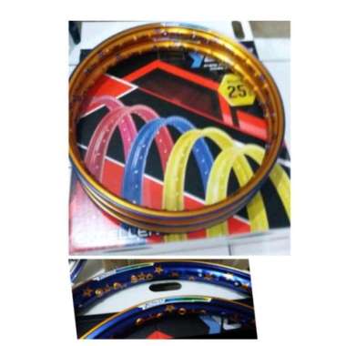 Yoko - Velg Velek Pelek Rim Motor Jari Jari-jari Kombinasi Gold Biru Motif Bintang 2 Tone Star 140 x