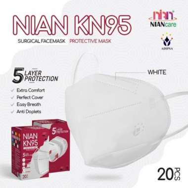 MASKER KN95 MEDIS / MASKER MEDIS 5 PLY / NIAN CARE KN95 - PUTIH