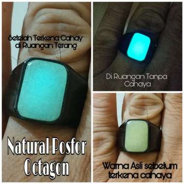 CINCIN BATU AKIK NATURAL POSFOR MINIMALIS TITANIUM HITAM OCTAGON RING 8