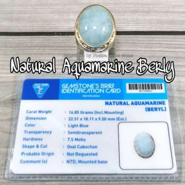 Cincin Batu Permata Natural Blue Aquamarine Berly Ist 26