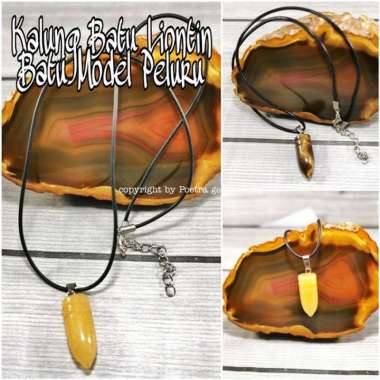 Kalung Liontin Natural Batu Alam Motif Peluru Mani Gjh tnp Kalung