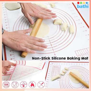 Alas Adonan Martabak Pizza 40x60CM - Non-Stick Silicone Baking Dough Mat ONE TWO CUPS Merah