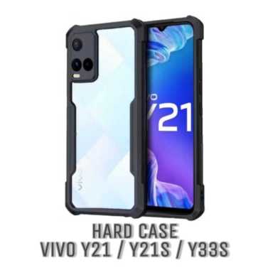 Hard Case Vivo Y21 / Vivo Y21s / Vivo Y33s / Vivo Y21t Case Shockproof Fusion Armor Transparant Casing VIVO Y21 Clear List Hitam