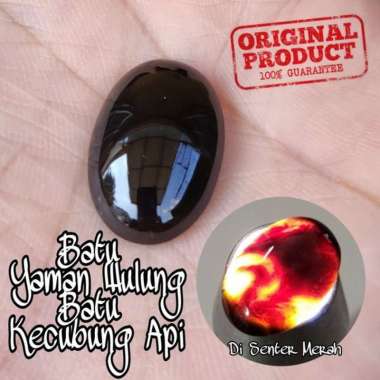 CBATU AKIK NATURAL YAMAN WULUNG HITAM PEKAT - KECUBUNG API DISENTER MERAH KRISTAL