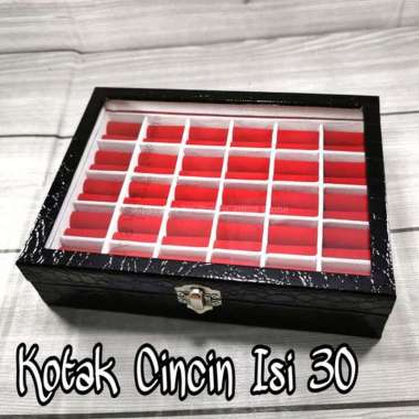Kotak Cincin Batu Permata Box Kaca Isi 30 Premium HITAM