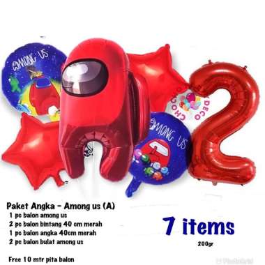 (1set) Dekorasi ulang tahun Among Us - Paket angka among us (A) Angka 1