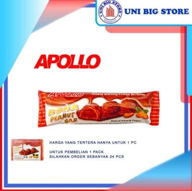 Apollo Roka Peanut Bar Wafer Salut Kacang dan Krim Cokelat 18gr