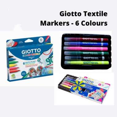 GIOTTO DECOR TEXTILE FABRIC MARKER SET SPIDOL CAT KAIN PERMANEN Set 6 warna