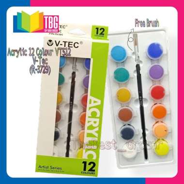 1SET ACRYLIC 12 COLOUR VT512 V-TEC/CAT ACRYLIC TUBE/ ACRYLIC 5ML VT512TB/ACRYLIC SET 12X5ML (R-3729)
