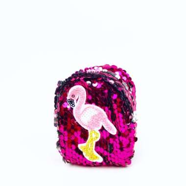 Michiro Dompet Uang Koin Anak Lucu Dan Unik Flamingo Sequin Coin Purse Pink Fusia