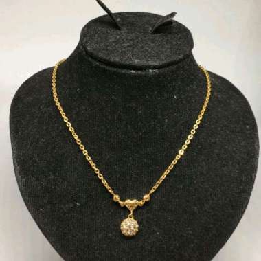 kalung wanita model love bandul moon permata blink elegant emas asli
