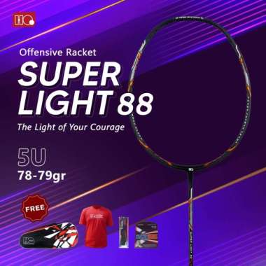 Hi-Qua Raket Badminton Bulutangkis Super Light Offensive 32lbs Free Tas, Senar, Grip & Kaos Orange