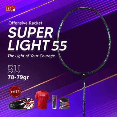 Hi-Qua Raket Badminton Bulutangkis Super Light Offensive 32lbs Free Tas, Senar, Grip & Kaos Hijau