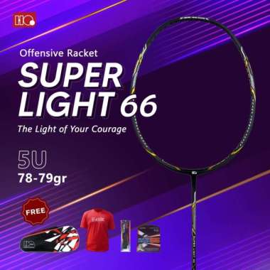 Hi-Qua Raket Badminton Bulutangkis Super Light Offensive 32lbs Free Tas, Senar, Grip & Kaos Gold