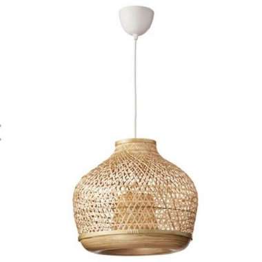 Lampu Gantung Bambu Alami Hiasan Penerang Klasik 45cm_Original
