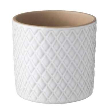 Pot Bunga Keramik Kecil Indoor Bermotif Cantik 9cm_Putih