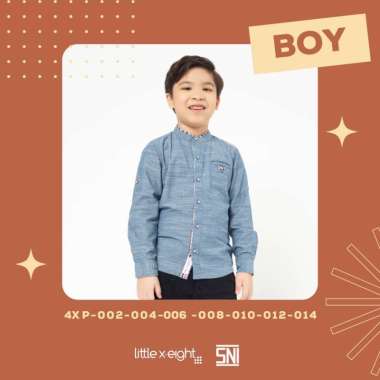 Little X eight Boy Suno Shirt 3-6 bulan Light Blue