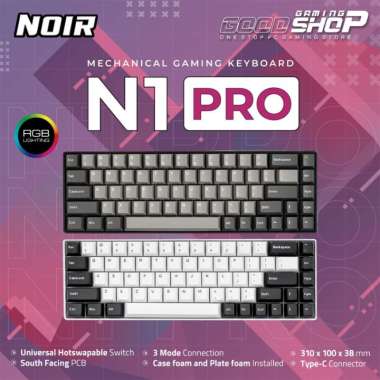 Noir N1 Pro - 65% Layout Southfacing Mechanical - Gaming Keyboard Black Case | Brown