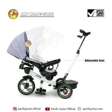 Stroller Sepeda Anak Roda Tiga Pacific PC-5166 Tricycle PC5166 Kursi Putar Kanopi PC 5166