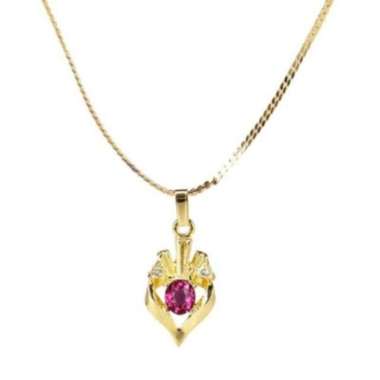 1901 Jewelry Kalung Pink Sapphire Swarovski Lapis Emas