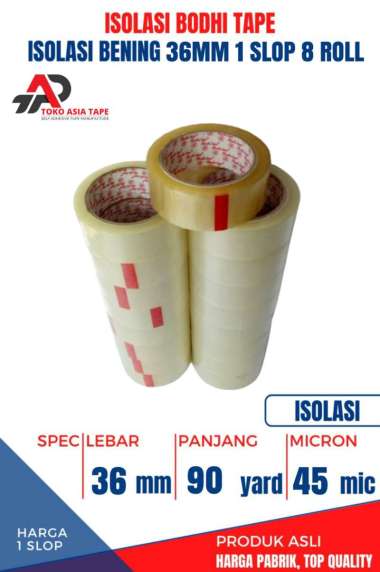 ISOLASI / SELOTIP BENING BODHI TAPE 36MM X 90YARD 1 SLOP 8 ROLL BENING