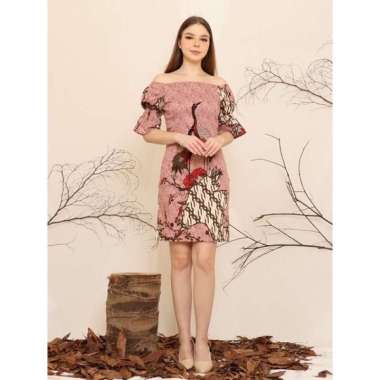 Evercloth Rika Dress Batik Wanita Dress Wanita Model Sabrina Batik Couple L-XL