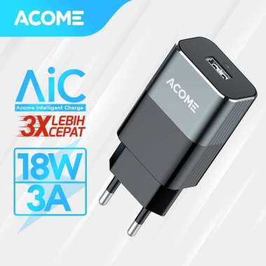 Michiro Charger Handphone Fast Charging Acome Quick Charger AC01 Black