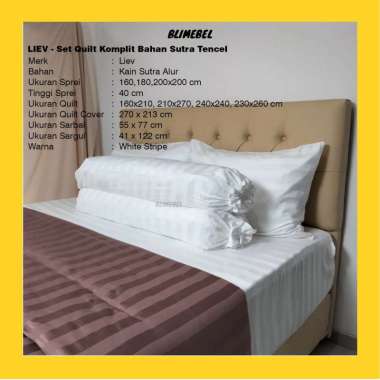 Set Quilt Komplit + Sprei + 2 Sarbal + 2 Sargul Bahan Sutra Alur 160 x 200