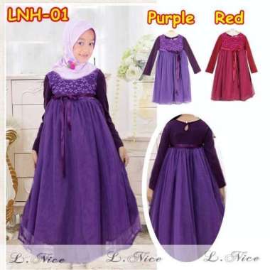 LNH-01 / BAJU MUSLIM GAMIS ANAK PEREMPUAN /  UKURAN KECIL 1 tahun Red