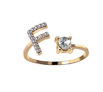 OEM ONE-K59 Cincin Huruf Gold Stainless Inisial Nama Cincin Alphabet / Cincin Abjad Huruf A-Z Wanita