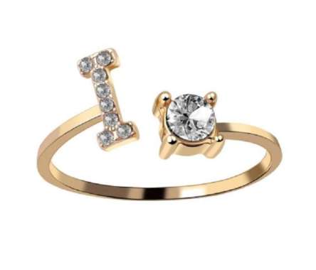 OEM ONE-K59 Cincin Huruf Gold Stainless Inisial Nama Cincin Alphabet / Cincin Abjad Huruf A-Z Wanita