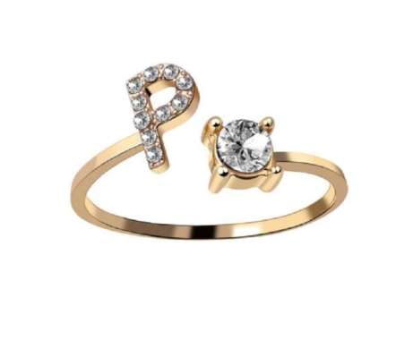 OEM ONE-K59 Cincin Huruf Gold Stainless Inisial Nama Cincin Alphabet / Cincin Abjad Huruf A-Z Wanita