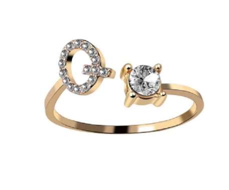 OEM ONE-K59 Cincin Huruf Gold Stainless Inisial Nama Cincin Alphabet / Cincin Abjad Huruf A-Z Wanita