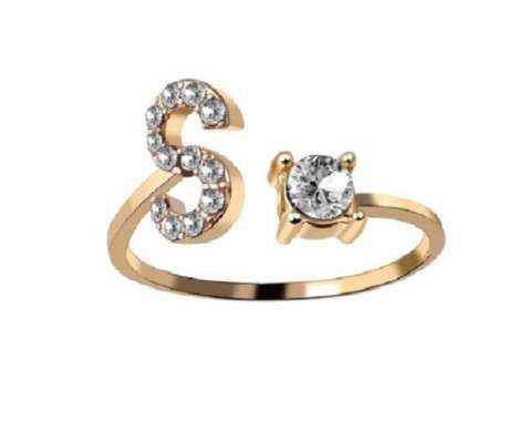 OEM ONE-K59 Cincin Huruf Gold Stainless Inisial Nama Cincin Alphabet / Cincin Abjad Huruf A-Z Wanita