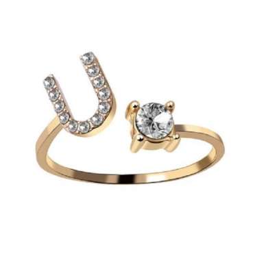 OEM ONE-K59 Cincin Huruf Gold Stainless Inisial Nama Cincin Alphabet / Cincin Abjad Huruf A-Z Wanita