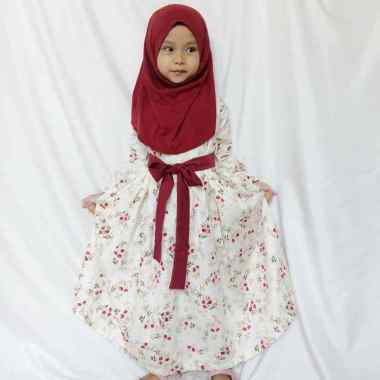 Litte Fara Hana Dress Gamis Anak Motif Bunga Bahan Katun Jepang S