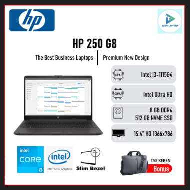 HP 250 G8 Intel Core i3 1115G4 4GB 512GB SSD Windows 10 Laptop RAM 8 GB tanpa ANTIGORES