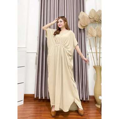Ashanti Kaftan Wanita Jumbo Rayon Crinkle Premium Busui Kaftan Jumbo Renda Polos Gamis Bigsize Fashi