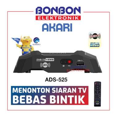Akari Set Top Box ADS-525 Digital TV Receiver STB DVB-T2 + EWS ADS525 + Antena DVB-T2