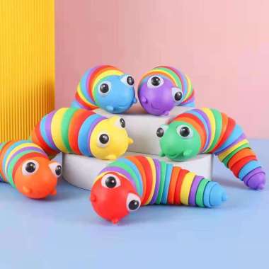 FG Mainan Fidget Slug Ulat dan Siput Fidget Slug Toys Mainan Ulat rainbow FIDGET SLUG NON