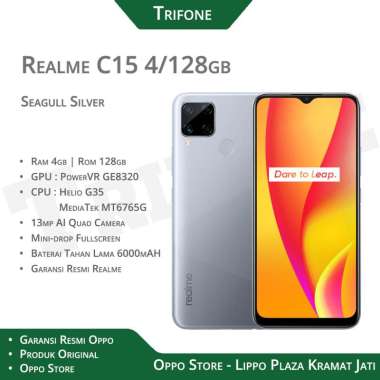 Realme C15 4/128GB Garansi Resmi Realme Seagull Silver