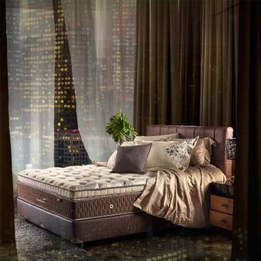Lady Americana Excelsior Full Set Spring Bed [Kasur + Divan + Sandaran] 120 x 200 Cream Cokelat