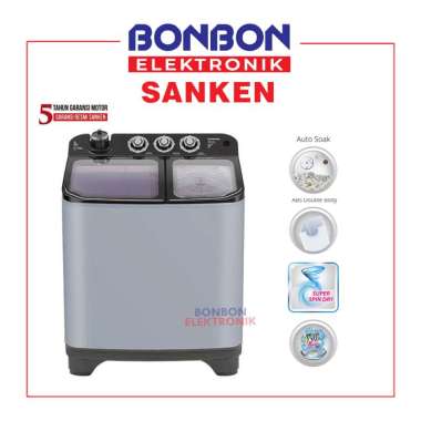 Sanken Mesin Cuci 2 Tabung 9KG TW 1155 FBK / TW 1155F BK FBK