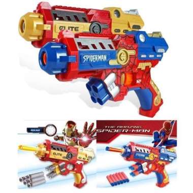 MAINAN PISTOL NERF AVENGER CAPTAIN AMERICA IRON MAN SOFT BULLET PELURU CAPTAIN AMERICA