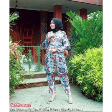 One Set Wanita Tunik Maxmara Premium Import Setelan Wanita Lengan Panjang Setelan Celana Panjang Kek