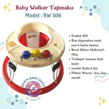 Baby Walker Standart Apolo Bayi Bw 306 Bw 307 Alat Bantu Jalan Anak Tajimaku BW 306 Merah