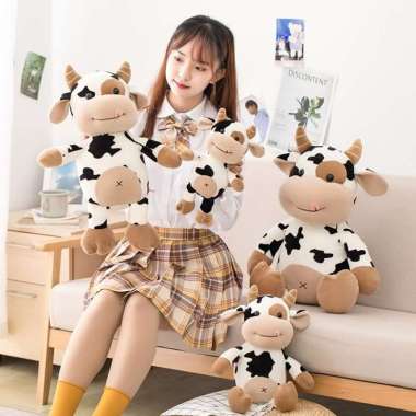 S - Boneka Sapi Imut Cute Stuffed Cow Toys Multicolor